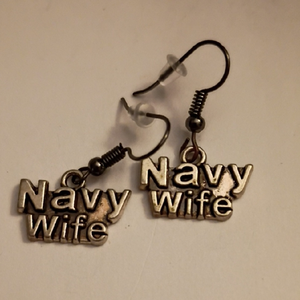Navy Wife Gold Tone Earrings